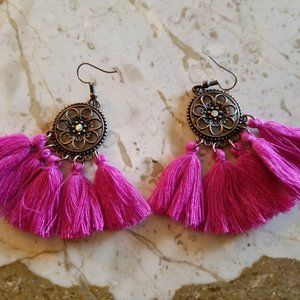 Tassel Earrings: Fuschia - NWOT